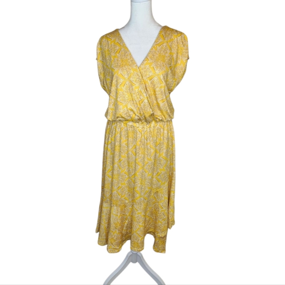 Maeve By Anthropologie Fete Yellow Handkerchief Hem Midi Dress Small